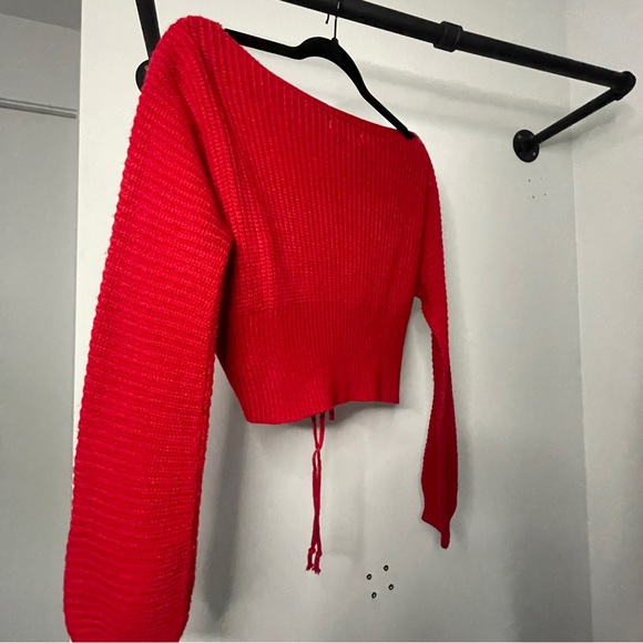 SEEK Chunky knit cropped corset puff sleeve sweater - Picture 7 of 8